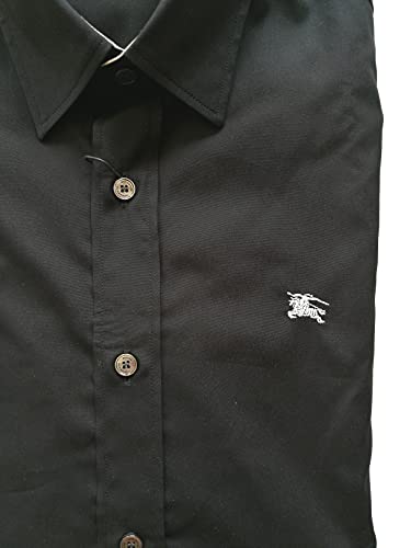 BURBERRY Camisa de manga larga de algodón para hombre, 8036291, color negro, Negro , XS