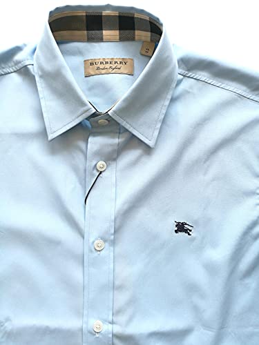 BURBERRY Camisa de manga larga de algodón para hombre, 8036294, azul, azul claro, XL