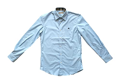 BURBERRY Camisa de manga larga de algodón para hombre, 8036294, azul, azul claro, XL