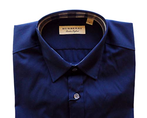 BURBERRY Camisa de manga larga para hombre Cambridge blanco azul marino negro gris navy S