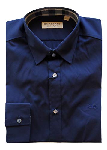 BURBERRY Camisa de manga larga para hombre Cambridge blanco azul marino negro gris navy S