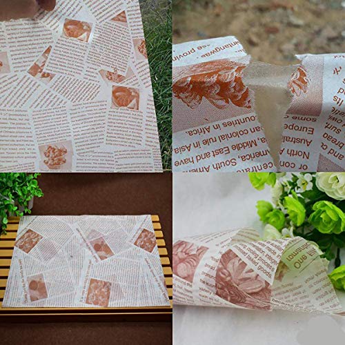 cailiya 100 Hojas Papel para Envolver Alimentos, Papel Encerado Impermeable a Prueba de Aceites, Envoltorio para Regalos, Manualidades, Pasteles, Queso, Turrón, Chocolate - 36 x 26 cm