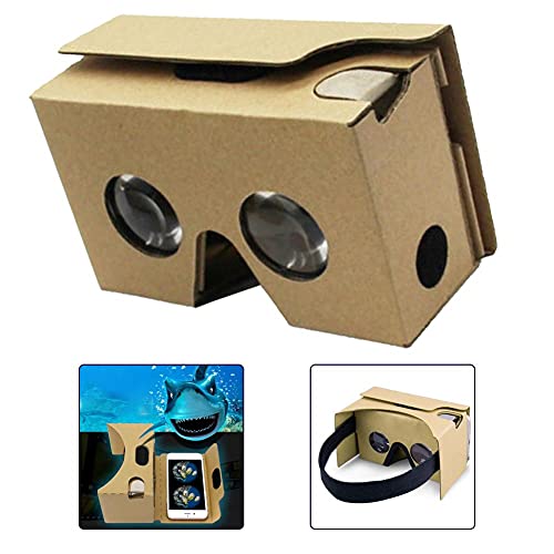 Caja De Cartón De Google, Caja De Gafas De Realidad Virtual De Auriculares VR 3D con Lente Óptica 3D Clara Y Correa De Cabeza Cómoda