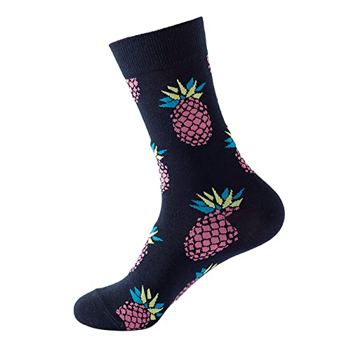 通用 Calcetines de tubo de frutas, calcetines de algodón para mujeres de otoño e invierno, calcetines para hombres, kumquat negro, talla única (5 pares)