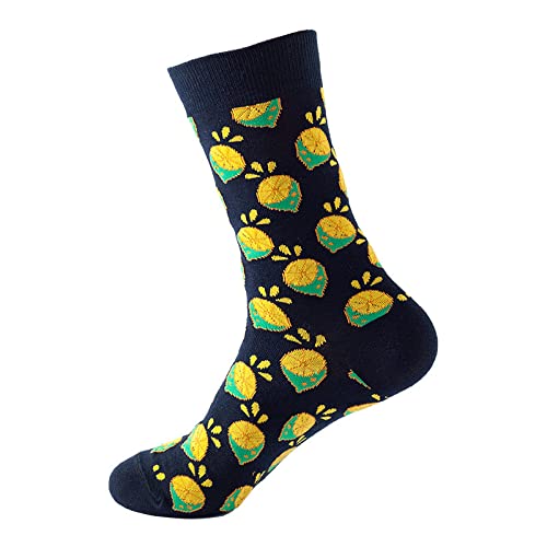 通用 Calcetines de tubo de frutas, calcetines de algodón para mujeres de otoño e invierno, calcetines para hombres, kumquat negro, talla única (5 pares)