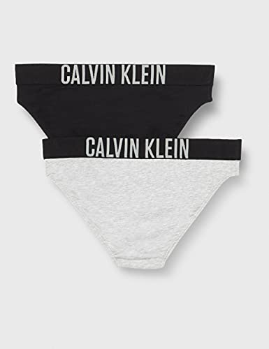 Calvin Klein 2Pk Bikini Braguitas, 1 Grey Heather/1 Black 029, 14-16 Años (Pack de 2) para Niñas