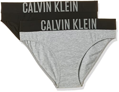 Calvin Klein 2Pk Bikini Braguitas, 1 Grey Heather/1 Black 029, 14-16 Años (Pack de 2) para Niñas