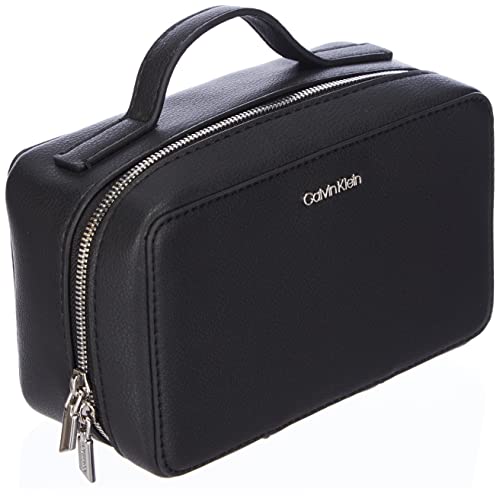 Calvin Klein CK Must Cosmetic Pouch, Accesorio de Viaje-Billetera Plegable Triple para Mujer, Schwarz, Talla única