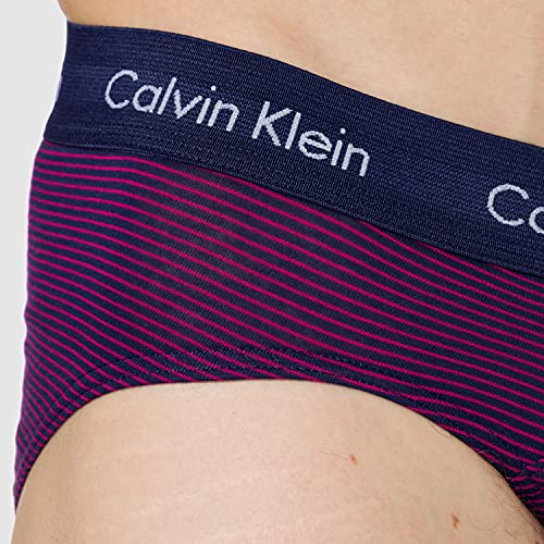 Calvin Klein Hip Brief 3PK Ropa Interior, Chino Blue/Plum Berry/Stripe, S Unisex Adulto