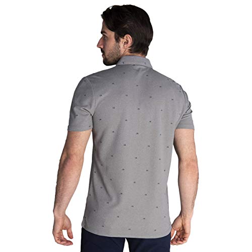 Calvin Klein Hombre Monograma Transpirable SmartTec Polo Camisa - Grismarl - M