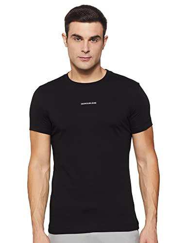 Calvin Klein Jeans Micro Branding Essential SS-Camiseta, CK Black, S para Hombre