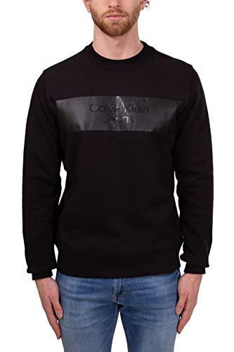 Calvin Klein Jeans - Sudadera de hombre con cuello redondo con logotipo brillante - Talla XL