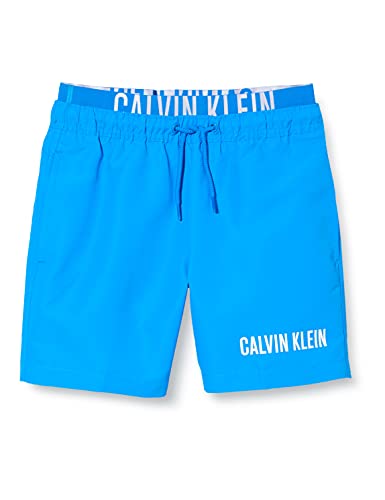 Calvin Klein Medium Double WB Bañador para Hombre, Electric Blue Lemonade, 8-10 Jahre para Niños