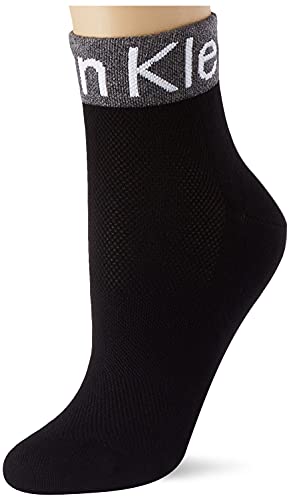 Calvin Klein Modern Logo Women's Quarter Socks 1 Pack Cuadrado, Negro, Talla única para Mujer