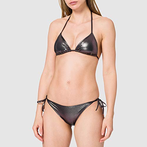 Calvin Klein String Side Tie-Metallic Bragas de Bikini, Silver, M para Mujer