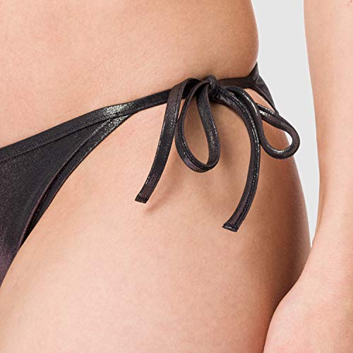 Calvin Klein String Side Tie-Metallic Bragas de Bikini, Silver, M para Mujer