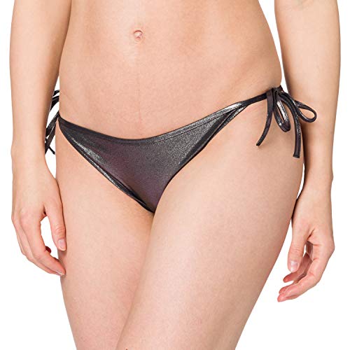 Calvin Klein String Side Tie-Metallic Bragas de Bikini, Silver, M para Mujer