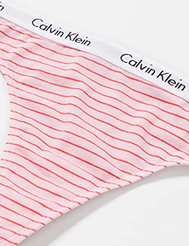 Calvin Klein Thong 3Pk Bragas, Feeder Stripe/Snow Heather/Black, XS (Pack de 3) para Mujer