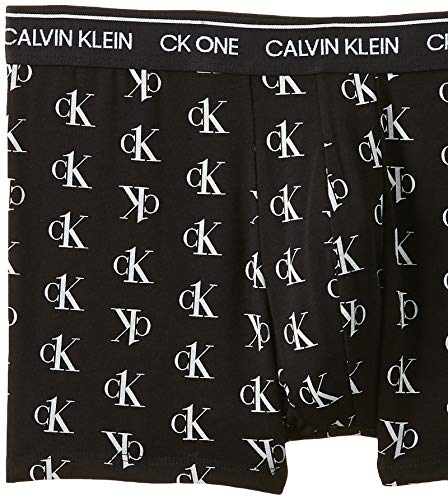 Calvin Klein Trunk Boxershorts Bóxer, Staggered Logo_Black, L (Pack de 2) para Hombre