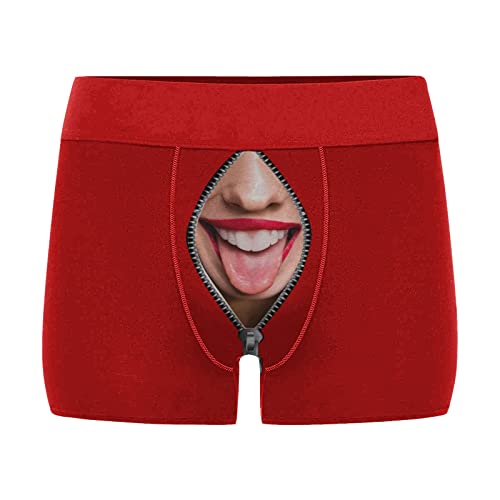 Calzoncillos con imágenes para la cara Funny, ropa interior para hombre, personalizados, transpirables, con estampado de boxeo, calzoncillos cómodos para parejas, B rojo 2., S