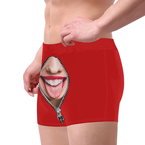 Calzoncillos con imágenes para la cara Funny, ropa interior para hombre, personalizados, transpirables, con estampado de boxeo, calzoncillos cómodos para parejas, B rojo 2., S