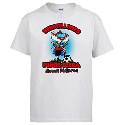 Camiseta Frase Bermellones puños Fuera Parodia Robot de los 80 para nostálgicos futboleros de Mallorca - Blanco, L