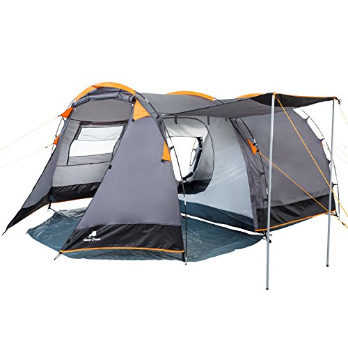 CampFeuer Tienda de Campaña Familiar Super+ I 4 Personas I Columna de Agua 3.000 mm I Impermeable I Ultraligera (Gris)