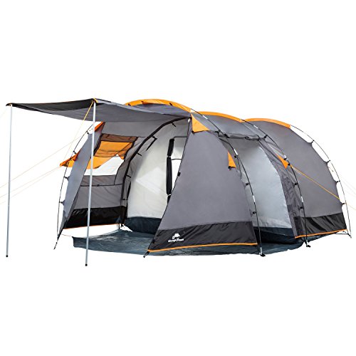 CampFeuer Tienda de Campaña Familiar Super+ I 4 Personas I Columna de Agua 3.000 mm I Impermeable I Ultraligera (Gris)