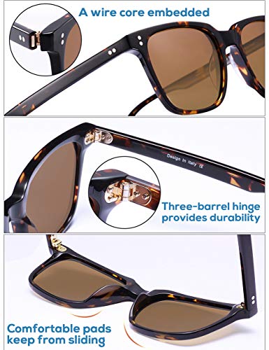 Carfia Gafas de Sol Polarizadas para Mujer y Hombre UV400 Marco de Acetato Moda Retro Adecuado para Conducir al aire Libre