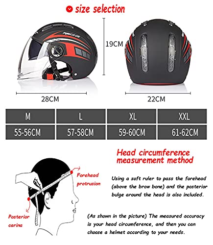 Cascos de Motocicleta para Hombres y Mujeres, Cascos de Ciclomotor,Certificado ECE El Cabezal Anticolisión Protege La Seguridad Vial de Los Usuarios Grey,M=55~56cm