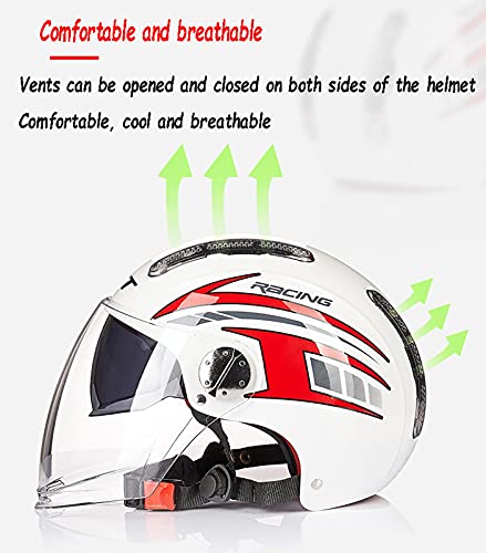 Cascos de Motocicleta para Hombres y Mujeres, Cascos de Ciclomotor,Certificado ECE El Cabezal Anticolisión Protege La Seguridad Vial de Los Usuarios Grey,M=55~56cm