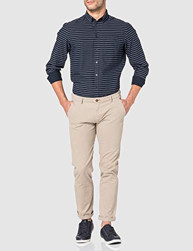 CASUAL FRIDAY Anton LS BD Striped Dobby Shirt Camisa, 193923_Navy Blazer, M para Hombre