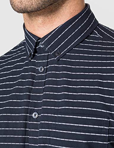 CASUAL FRIDAY Anton LS BD Striped Dobby Shirt Camisa, 193923_Navy Blazer, M para Hombre