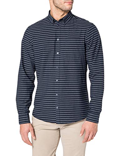 CASUAL FRIDAY Anton LS BD Striped Dobby Shirt Camisa, 193923_Navy Blazer, M para Hombre