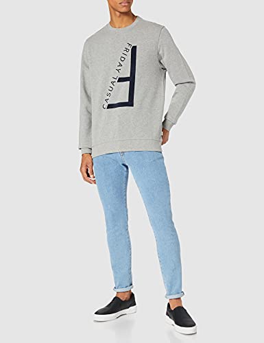 CASUAL FRIDAY Sebastian Flock Print Sweat Sudadera, 50813_Light Grey Melange, XXL para Hombre