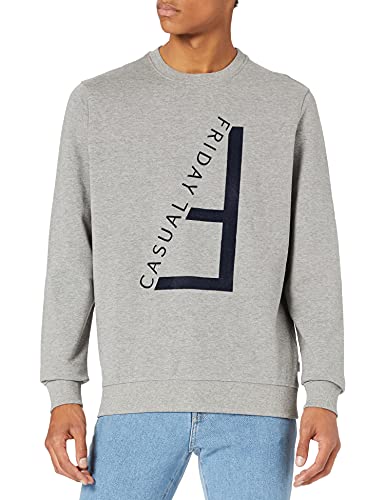 CASUAL FRIDAY Sebastian Flock Print Sweat Sudadera, 50813_Light Grey Melange, XXL para Hombre