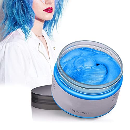 CColor Cabello Cera Tinte Instantáneo para Cabello Lodo Cabello Desechable Crema para Peinado Natural Modelado Temporal Pomada Arcilla Azul