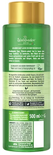 CD Waldbaden Kraft Energie - Baño de espuma con aceites esenciales de Tanne Farnen para relajar el baño, botella de plástico reciclado de espuma de baño vegana, color verde, amaderado, 500 ml