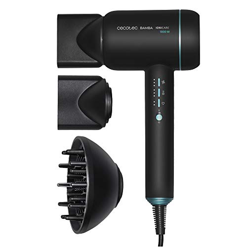 Cecotec Secador de pelo iónico Bamba IoniCare 6000 RockStar. Motor digital, 2000 W de potencia, con pantalla LCD, ion real, 5 ajustes de temperatura,función aire frío (6000 Rockstar Ice)