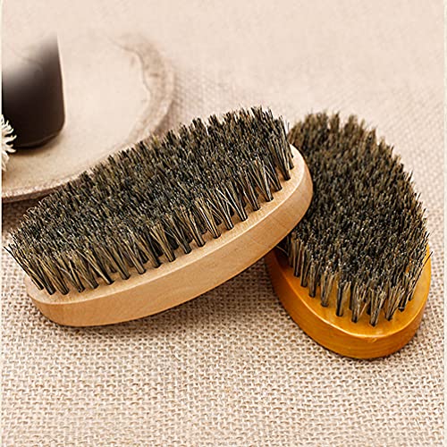 Cepillo para barba con cerdas de jabalí para hombres, hecho de madera maciza con 100% pelo de jabalí de primer corte, cerdas firmes para domar y suavizar el vello facial