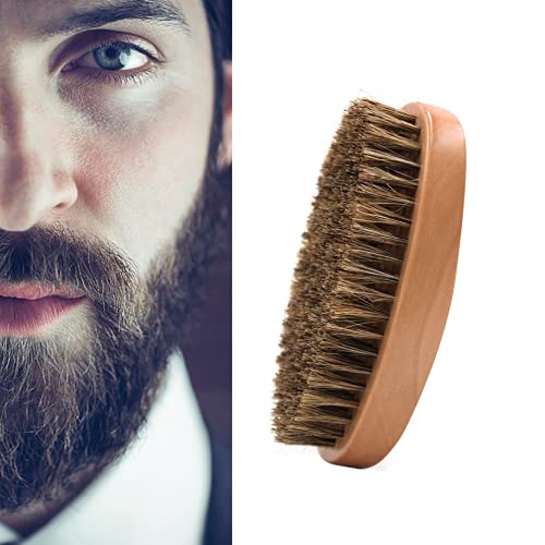 Cepillo para barba con cerdas de jabalí para hombres, hecho de madera maciza con 100% pelo de jabalí de primer corte, cerdas firmes para domar y suavizar el vello facial