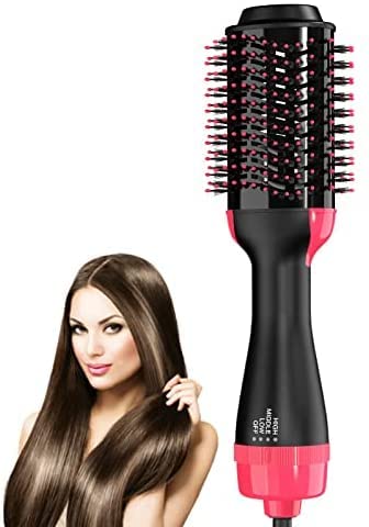 Cepillo Secador de Pelo Alizador Cepillo de Peinado Estilizador y Voluminizado de Aire Caliente Iones Negativos Función 4 en 1 Plancha de Cabello (Negro)