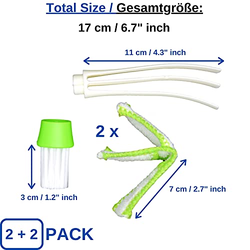 Cepillos Limpiadores, Juego de 2, para Persianas de Ventana con 4 x Accesorio de Microfibra, Limpiador de Persianas, Cortinas, Aire Acondicionado y Contraventanas, Tamaño compacto, Colector de Tela