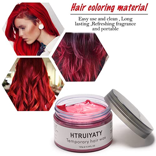 Cera rojo del color del pelo, modelado temporal de una sola vez Cera natural del teñido de pelo del color, crema temporal del peinado, cera que modela para la fiesta, Cosplay, partido (rojo)