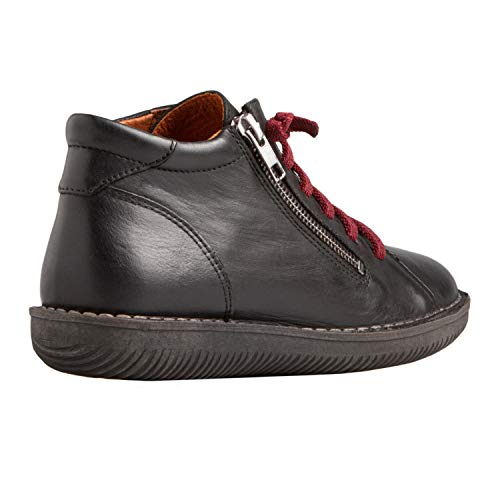 CHACAL Shoes – Botines para Mujer de Piel Negro con cordón elástico y Cremallera para un Calzado fácil – Talla EU 38