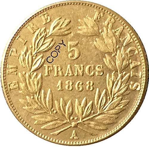 Chaenyu 1868 Francia 5 francos - Monedas de Napoleón III Copiar colección de Monedas conmemorativas
