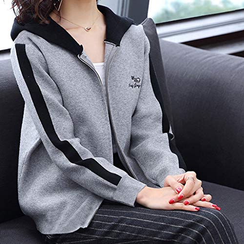 Chaqueta Mujer Hollister,Abrigos Mujer Invierno Manga Larga Patchwork Trajes con Capucha Cremallera Casual Sport Coat Sudadera con Capucha Superior Chaquetas Deportivas