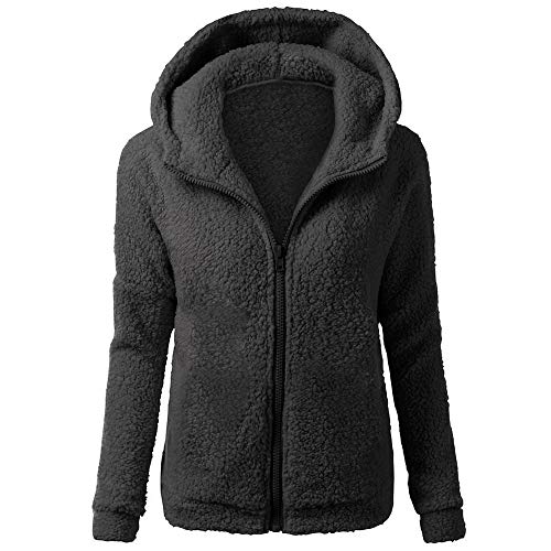 Chaqueta Mujeres de Invierno de Lana Cálida Cremallera Abrigo con Capucha Casual Suéter Abrigo de Algodón Outwear Hoodie riou