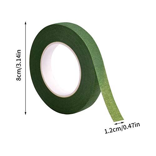 Chstarina 8 Rollos Cinta Floral Verde Cinta de Tallo Stem Tape Adhesivos de Flores Cinta de Florista Autoadhesiva Cinta de Envoltura de Tallo Floral para Bouquet Decoraciones Flores DIY Artesanal