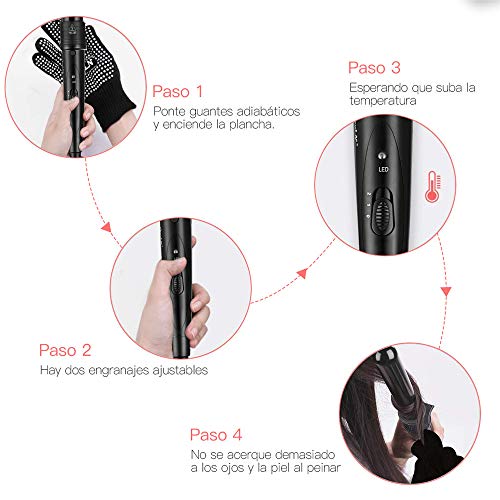 CkeyiN Rizador de Pelo,Planchas Rizadoras de Profesional,Muitifunción 5 en 1 con Barriles Intercambiables 9mm-32mm,con Pelo Kit Guante Resistente al Calor-Negro